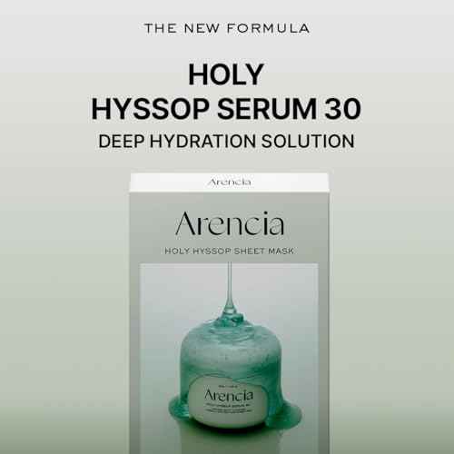 ARENCIA Hyssop Glow Sheet Mask, 5 Pack, Hydrating, Glowing, Boosting, Repairing for younger looking skin with Vitamin A,C,E
