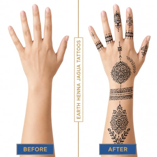 Organic Jagua Temporary Tattoo Kit - 15+ Designs, 10-15 Days