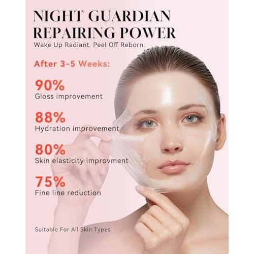 TJE Collagen Night Wrapping Mask, Peel Off Facial Mask With Applicator Collagen Masks Elasticity & Hydration Care Reduces Sagging & Dullness Korean Skincare- 2.53 fl oz