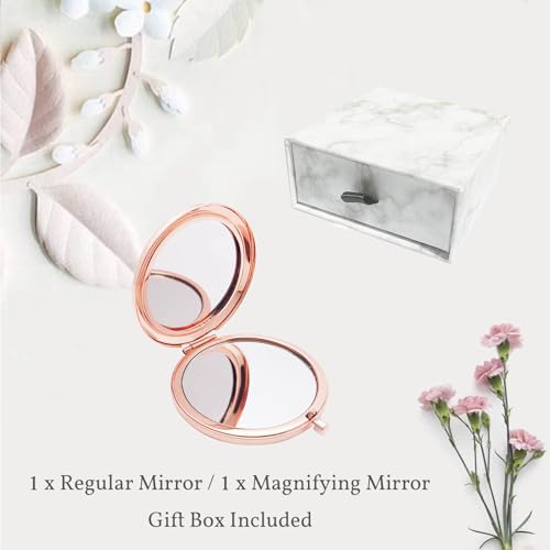 Personalized Initial Compact Mirror - Rose Gold Floral Monogram