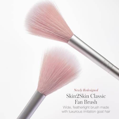 RMS Beauty Skin2Skin Fan Brush - Classic Synthetic Face Brush for Highlighter