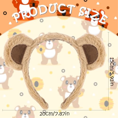 Bear Ears Headband for Women and Girls, Furry Animal Ears Headbands Hair Accessories for Adult Halloween Cosplay Costume£¨Brown