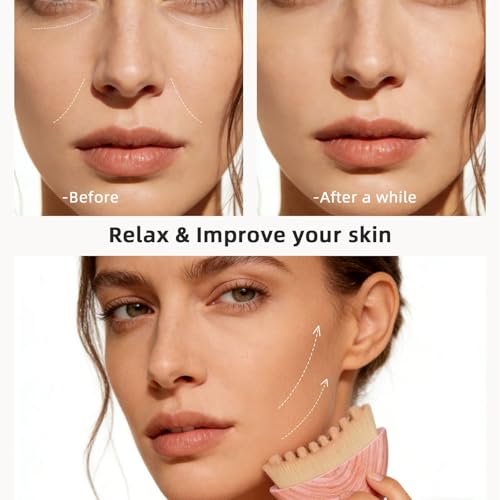 Lymphatic Face Brush for Facial Cleansing & Contouring - Soft Bristles, Anti-Puffiness, Skin Absorption Tool