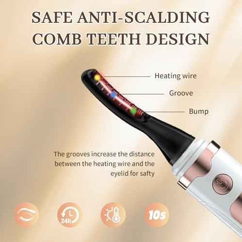 2025 Heated Eyelash Curler-USB Rechargeable Electric Eyelash Curler- Eyelash Curlers Heated 4 Temperature Modes Fast Heat Up Within 5s - 24 Hours Long Lasting- with Led Display for Women Girls (White)