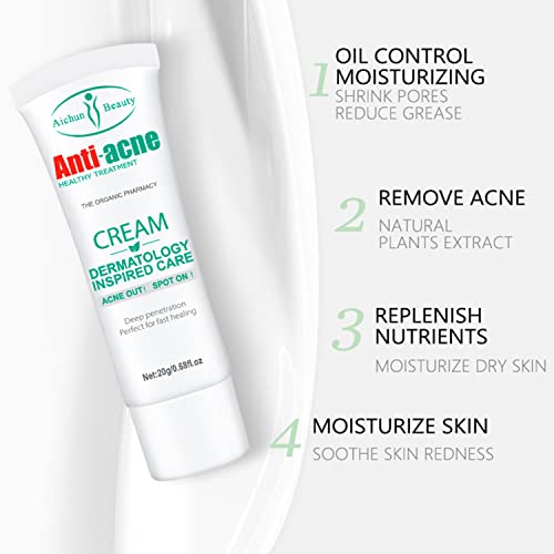 AICHUN BEAUTY Anti-Acne Cream Treats Pimple Clogged Pores Oil Control Reduces Acne Scars Shrinks Pores 20g / 0.68fl.oz
