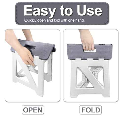 Shower Stool for Shaving Legs, 1 Pack Foot Rest Folding Stool Step to Shave Legs Shaving for Inside Shower Foldable Small Waterproof Plastic Corner Gray White