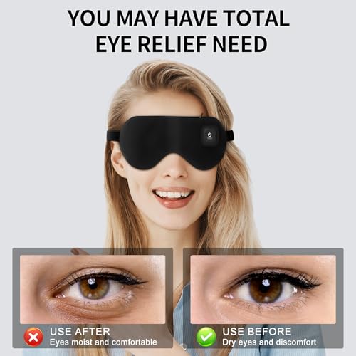 Heated Eye Mask, Rechargeable Hot & Cold Compress, 1000mAh