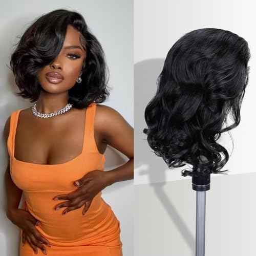 Xagujpo Body Wave V Part Wig Human Hair Upgrade U Part Human Hair Wigs for Black Women 100% Beginner Friendly Wear and Go Glueless Wigs Human Hair No Sew In 180% Density Natural Color (12 inch)