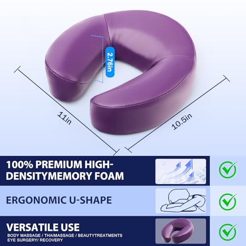 Universal Headrest Face Cushion Face Pillow for Massage Table and Massage Chair, Professional Massage Table Universal Face Head Neck Rest Pad with Soft Memory Foam (Purple)