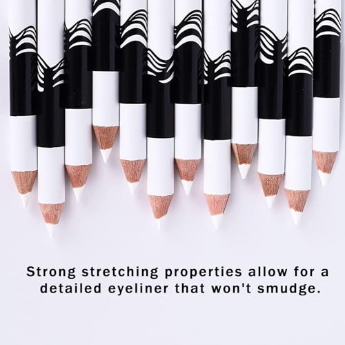 12-Piece White Eyeliner Pencil Set - Waterproof & Long-Lasting