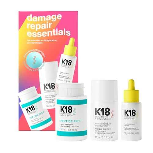 K18 Damage Repair Essentials Kit, Travel-Friendly Trio Featuring Mini Hair Mask, Mini Hair Oil & Detox Shampoo