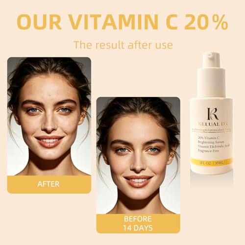 KELUAL DS Vitamin C Serum 20% - Brightening Face Serum 1.0 OZ