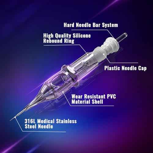 Tattoo Cartridge Needles 50PCS Assorted Mixed Size Round Liner Shader Magnum 3RL 5RL 7RL 9RL 5RS 7RS 9RS 9RM 11RM 7M1 Disposable Tattoo Needles with Membrane for Rotary Tattoo Machine Pen Gun