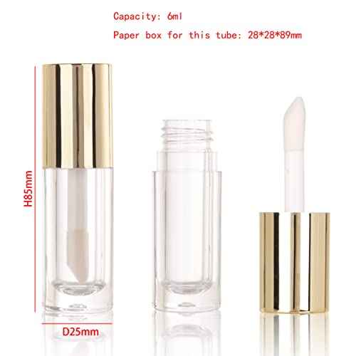 COSIDEA 14pcs Empty 6ml big brush Chunky lip gloss tubes for DIY lip gloss,Gold Large doe foot wand lipgloss containers