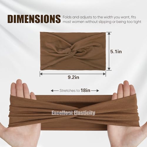 HSEM Wide Headbands for Women, Non-Slip Sweat Bands 6-Pack