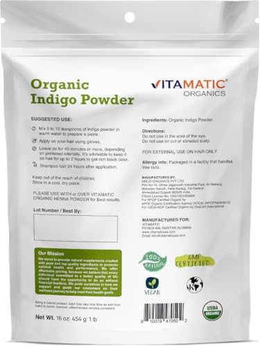 Vitamatic Organic Indigo Powder 1 lb – Natural Hair Dye