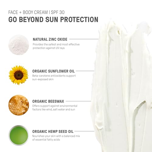 Raw Elements Face and Body Mineral Sunscreen SPF 30 Tin, Organic Sunblock Daily Protection, Non Toxic Reef Safe, Water Resistant, Cruelty Free, Plastic Free, 3 oz (Pack of 1)