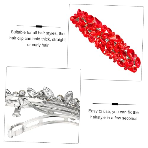 Red Austrian Hair Barrettes, Sparkly Zircon Crystal Hair Clips French Dedign Bridal Fashion Bling Rhinestons Hairpins, Wedding Hairgrip Hair Headwear Accessories for Women Girls Bride Bridesm