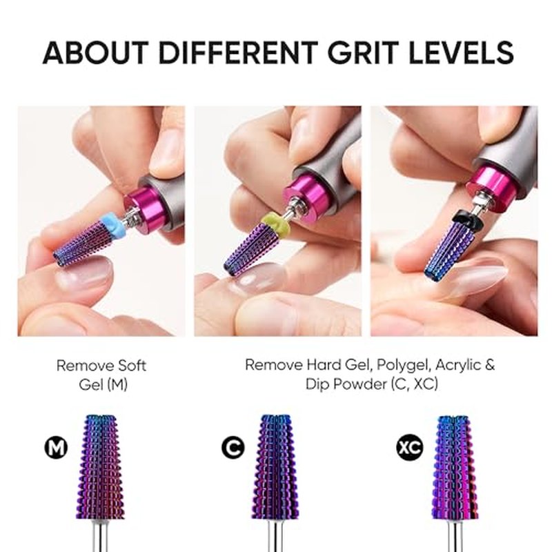 Halmai 3/32" Nail Drill Bits Set for Acrylic & Gel Removal