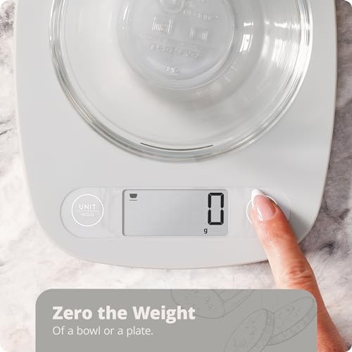 Greater Goods Digital Kitchen Scale - Cooking, Baking, Meal and Food Prep Scale, Weighs in Grams, Pounds and Ounces, Gray