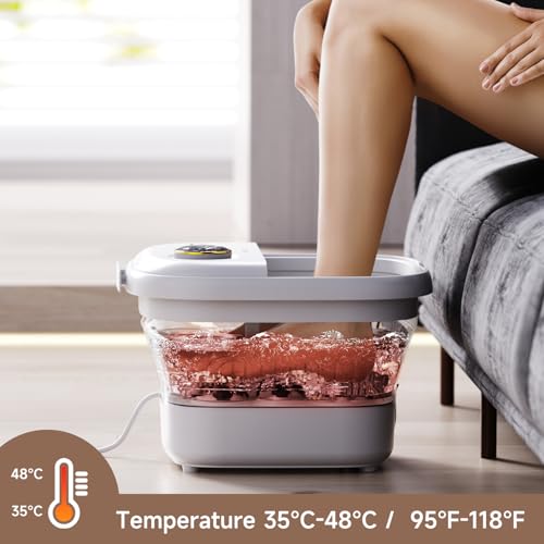 KASJ Collapsible Foot Spa with Heat, Massage Jets & Shiatsu Nodes