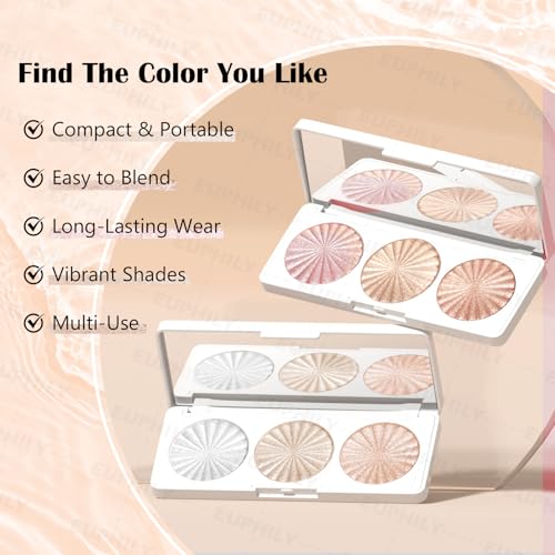 3-Color Shimmer Highlighter Palette – Long-Lasting, Waterproof