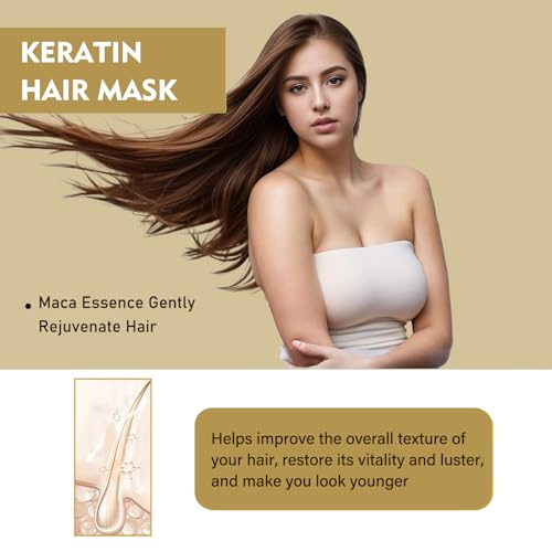 Collagen Hair Mask for Dry Damaged Hair-Argan Oil Protein Conditioning Treatment Collagen Hair Treatment Deep Repair Conditioning for Curly or Straight Thin Fine Hair 100ml (2PC)