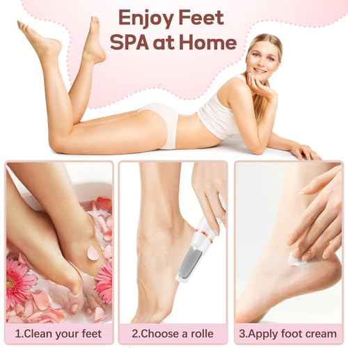 Electric Foot Callus Remover, Callus Remover for Feet Rechargeable Portable Pedicure Tool Kit, Smooth Pedicure Wand for Feet Care, Removes Dry Hard & Dead Skin Ideal Gift (White)