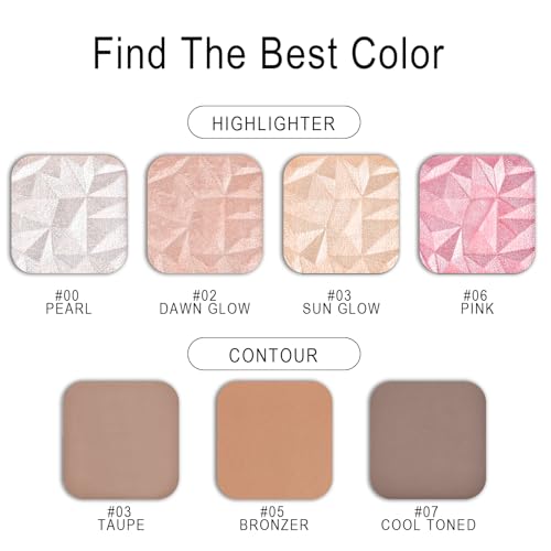 Baked Highlighter Palette with Brush - 4 Shades Pink
