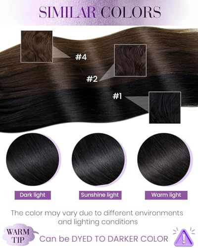 LaaVoo 20 Inch Micro Link Human Hair Extensions - Jet Black 50g Silky Straight