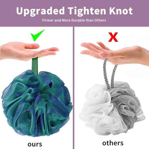 Bath Loofah Sponge Back Scrubber Shower Sponge Soft Mesh Exfoliator Pouf Shower Ball Bath Sponges for Women and Men Bath Accessories (4Pcs 50g Mix Black)