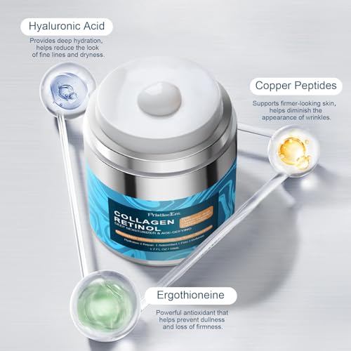Retinol Cream for Face - Collagen Retinol Hyaluronic Acid Cream - Face Moisturizer for Aging Skin - Anti Aging Wrinkle & Firming Skin Care Neck - Day & Night - 1.7 fl.oz
