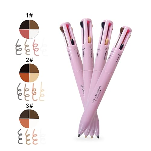 MKNZOME 4 in 1 Makeup Pen, 8 Colors Eyebrow Contour Eyebrow Pencil Eyebrow Pen Makeup Pencil 4 in 1(Eye Liner, Brow Liner, Lip Liner, Highlighter) Travel Beauty Makeup Pen, 2 Count