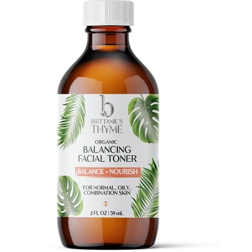 Brittanie's Thyme Organic Balancing Witch Hazel Facial Toner, 4 oz | Peppermint & Sweet Orange Oils Relieve & Calm Complexion | Gentle, Fast Acting Toner