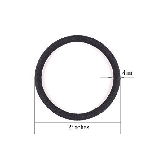 Black Hair Ties for Thick & Curly Hair - 4mm Elastic Bands (120 Pack)
