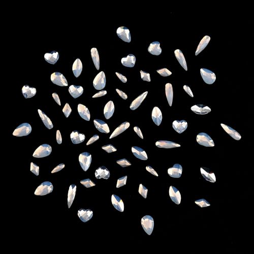 Nail Rhinestone Crystal Gems Set - 60pcs Opal + 480pcs Round