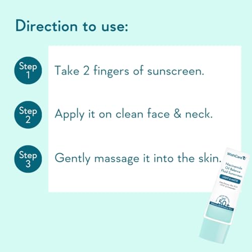 WishCare 5% Niacinamide Oil Balance Fluid Sunscreen SPF 50 PA++++ - Lightweight Matte Sunscreen SPF 50 for Oily Skin & No White Cast 50g