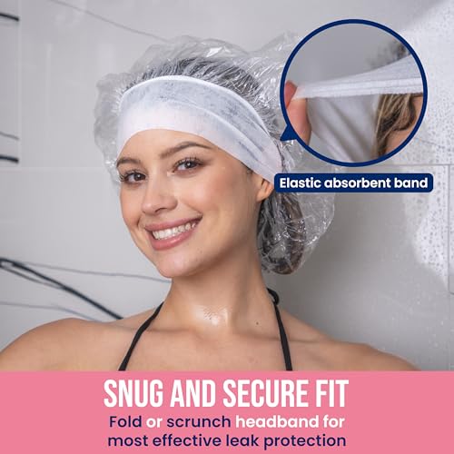 Reusable Leak-Proof Extra-Large Shower Caps for women & Processing Clear Plastic Caps (10 Pack) ? Wide Comfort Band & Durable Hair Protection