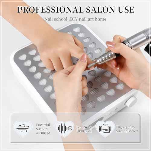 ANGNYA Nail Dust Collector with Lamp,Vacuum Fan Rechargeable Dust Collector with Dust Brush Powerful Brushless Dust Collector for Acrylic Gel Nail Polishing, Perfect for Salon Home Use