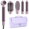 MESCOMB 5-in-1 Dual Voltage Hair Dryer Brush with Auto-Wrap Curlers