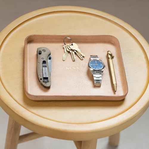Molded Leather Valet Tray ? 100% Full Grain Vegetable Tanned Leather - Catchall Tray - Handmade in USA - EDC Organizer for Desk, Nightstand, or Dresser ? Gift for Him or Her By Northwind