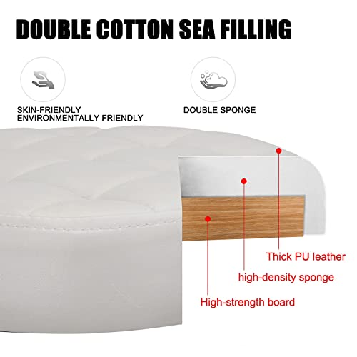 QiCheng&LYS Adjustable Height Sit Stand Round Office Stool Chair for Office Home Kitchen Wheelless Beauty Slip Stool (White)