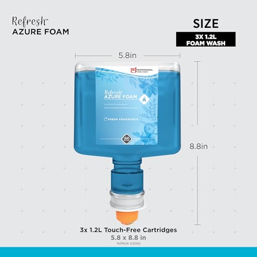 SC Johnson Professional Refresh Azure Foam Hand Soap 1.2L - 3 Pack, Fresh Scent, Touch-Free