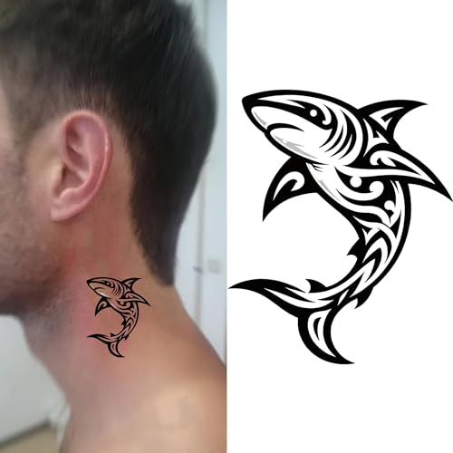 6-Sheet Polynesian Shark Tribal Temporary Tattoos