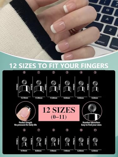 HWHUNO 480Pcs Short Almond & Tapered Square Nail Tips Set for Manicure
