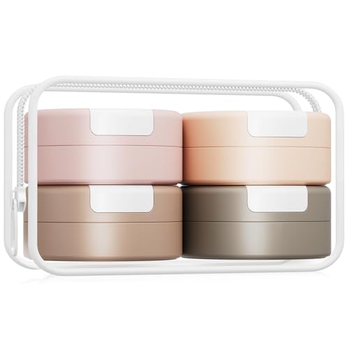 Gemice 1oz Magnetic Travel Containers Set with Labels, Apricot - Leakproof Toiletry Bottles for TSA Carry-On