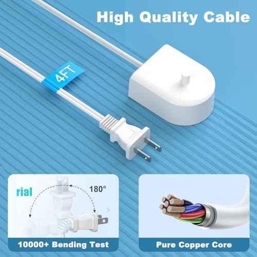 Charger Base Compatible with Philips Sonicare Electric Toothbrush 1100 7500 5100 5300 6100 4100 6500, Replacement Charger for HX6100 3000 6000 8000 9000 Series, Waterproof Travel Friendly Power Cord