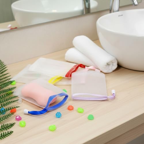 Exfoliating Mesh Soap Pouches Pack of 10 - Gentle Foam Net Bags for Bath & Shower