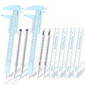 Teling 10 Pcs Eyebrow Ruler tools set 2 Eyebrow Measuring Ruler kit 4 Microblading White Skin Marker Pen 4 Paper Permanent Makeup Position Mapping Mark Tools for Artists Skin