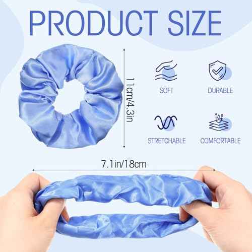 Tatuo 24 Pieces Rainbow Hair Scrunchies Elastic Bands Scrunchy Colorful Hair Ties for Women Girls Gymnastics Birthday Party Favors, Large (Blue Series Color,Satin)